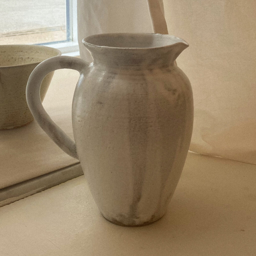 Handmade Water Jug – Satin White Glaze